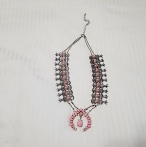 Pink Faux Squash Blossom Necklace